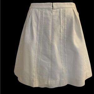 J.Crew A line Skirt Cotton Pique with lace striped details. White.Size 6.